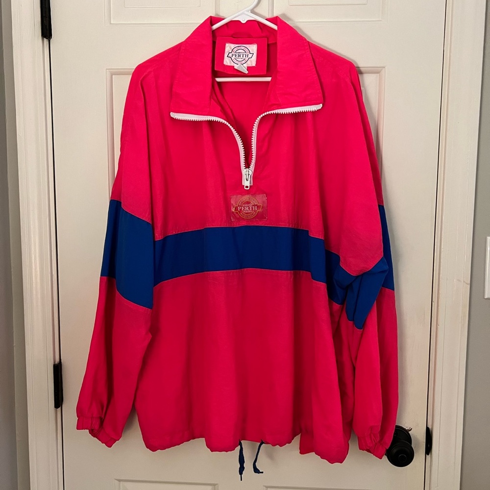 Neon pink/blue windbreaker jacket size XL Unisex